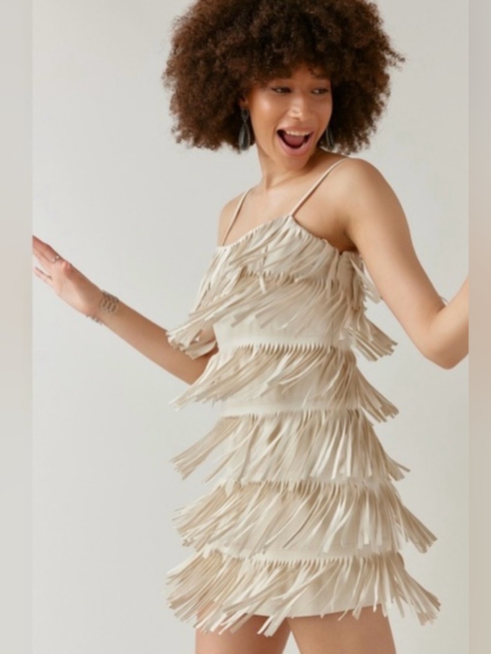 Francesca’s Kattie Layered Fringe Faux Suede Mini Dress by Blue Rain